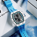 機械公爵 | 元素系列 日曆版 白色生化陶瓷框 天藍色矽膠錶帶 石英錶 (TB8204B-02)_6