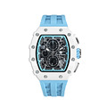 機械公爵 | 元素系列 日曆版 白色生化陶瓷框 天藍色矽膠錶帶 石英錶 (TB8204B-02)