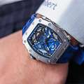 機械公爵 | 元素系列 自動上鍊 銀框 藍色矽膠錶帶 機械錶 (TB8207A-03)_4