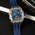 機械公爵 | 元素系列 自動上鍊 玫金框 藍色矽膠錶帶 機械錶 (TB8208A-08)_5