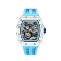 機械公爵 | 元素系列 自動上鍊 白色碳纖維框 藍色氟橡膠錶帶 機械錶 (TB8208CF-06)