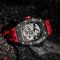 機械公爵 | 元素系列 自動上鍊 黑色碳纖維框 紅色氟橡膠錶帶 機械錶 (TB8208CF-09/TB8208CF-39)_4