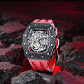 機械公爵 | 元素系列 自動上鍊 黑色碳纖維框 紅色氟橡膠錶帶 機械錶 (TB8208CF-09/TB8208CF-39)_8