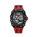 機械公爵 | 元素系列 自動上鍊 黑色碳纖維框 紅色氟橡膠錶帶 機械錶 (TB8208CF-09/TB8208CF-39)