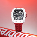 機械公爵 | 元素系列 自動上鍊 白色陶瓷框 紅色氟橡膠錶帶 機械錶 (TB8209C-01)_2