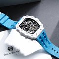 機械公爵 | 元素系列 自動上鍊 白色陶瓷框 藍色氟橡膠錶帶 機械錶 (TB8209C-04)_2