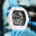 機械公爵 | 元素系列 自動上鍊 白色陶瓷框 藍色氟橡膠錶帶 機械錶 (TB8209C-04)_6