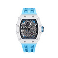 機械公爵 | 元素系列 自動上鍊 白色陶瓷框 藍色氟橡膠錶帶 機械錶 (TB8209C-04)