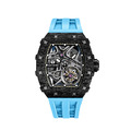 機械公爵 | 元素系列 自動上鍊 黑色碳纖維框 藍色氟橡膠錶帶 機械錶 (TB8209CF-04)
