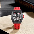 機械公爵 | 元素系列 自動上鍊 黑色碳纖維框 紅色氟橡膠錶帶 機械錶 (TB8209CF-02)_3