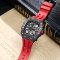機械公爵 | 元素系列 自動上鍊 黑色碳纖維框 紅色氟橡膠錶帶 機械錶 (TB8209CF-02)_6
