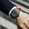 機械公爵 | 元素系列 自動上鍊 黑色碳纖維框 紅色氟橡膠錶帶 機械錶 (TB8209CF-02)_12