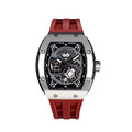 機械公爵 | 元素系列 自動上鍊 銀色框 紅色氟橡膠快拆錶帶 機械錶 (TB8210A-01)