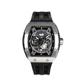 機械公爵 | 元素系列 自動上鍊 銀色框 黑色氟橡膠快拆錶帶 機械錶 (TB8210A-02)