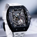 機械公爵 | 元素系列 自動上鍊 黑色碳纖維框 白色氟橡膠快拆錶帶 機械錶 (TB8210CF-02)_5