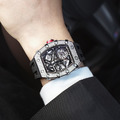 機械公爵 | 元素系列 自動上鍊 銀色鋯石水晶錶圈 黑色氟橡膠錶帶 機械錶 (TB8209D-02)_6