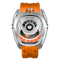 機械公爵 | Reactor系列 配件可自由拆換 自動上鍊 銀框 橘色氟橡膠錶帶 機械錶 (TB8213A-01)