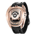 機械公爵 | Reactor系列 配件可自由拆換 自動上鍊 玫金框 黑色氟橡膠錶帶 機械錶 (TB8213A-07)_2