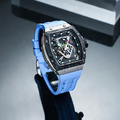 機械公爵 | Neutron系列 錶帶可自由拆換 自動上鍊 黑色炭纖維框 藍色氟橡膠錶帶 機械錶 (TB8216TF-03)_4