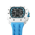 機械公爵 | 元素系列 日曆版 白色生化陶瓷框 藍色矽膠錶帶 石英錶 (TB8204QA-02)_2