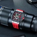 機械公爵 | Neutron系列 錶帶可自由拆換 自動上鍊 黑色炭纖維框 紅色氟橡膠錶帶 機械錶 (TB8216TF-02)_3