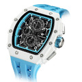 機械公爵 | 元素系列 日曆版 白色生化陶瓷框 藍色矽膠錶帶 石英錶 (TB8204QA-02)_3