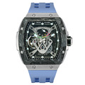 機械公爵 | Neutron系列 錶帶可自由拆換 自動上鍊 黑色炭纖維框 藍色氟橡膠錶帶 機械錶 (TB8216TF-03)