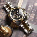 INVICTA ｜Bolt 三眼計時 黑面 銀+金色不鏽鋼錶帶 鋼索造型 石英錶(48868)_2