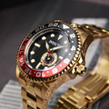 INVICTA ｜Pro Diver 黑面 紅黑框 金色不鏽鋼錶帶 小秒盤 自動上鍊機械錶(47299)_2