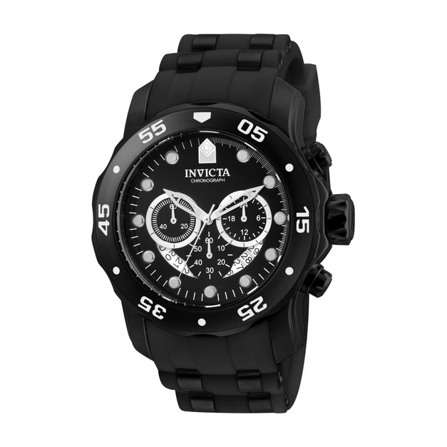 INVICTA ｜Pro Diver SCUBA Men 三眼計時 黑面 黑色不鏽鋼錶帶 石英錶(6986)
