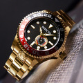 INVICTA ｜Pro Diver 黑面 紅黑框 金色不鏽鋼錶帶 小秒盤 自動上鍊機械錶(47299)_3