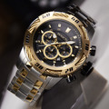 INVICTA ｜Speedway 三眼計時 黑面 金框 銀+金色不鏽鋼錶帶 鋼索造型 50mm大錶徑 石英錶(47116)_1