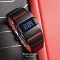 Benlydesign ｜ X6000型 黑+紅色款 多功能 不鏽鋼錶帶 電子錶(X6000BR)_2