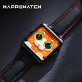 HappieWatch ｜設計師品牌 立體橘貓 方形黑框 皮帶/矽膠手錶套組 小怪獸腕錶 36mm(HN104F2JMV01ZH)_7
