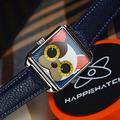HappieWatch｜ 設計師品牌 立體法國鬥牛犬 方形銀框 皮革/矽膠手錶套組 小怪獸腕錶 36mm(HN104F2FDV06ZH)_5