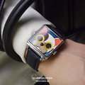 HappieWatch｜ 設計師品牌 立體法國鬥牛犬 方形銀框 皮革/矽膠手錶套組 小怪獸腕錶 36mm(HN104F2FDV06ZH)_3