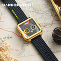 HappieWatch ｜設計師品牌 立體Qee聯名熊 方形金框 皮帶/矽膠手錶套組 小怪獸腕錶 36mm(H104LMSKV03ZH)_9