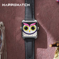 HappieWatch｜ 設計師品牌 立體貓頭鷹 方形銀框 皮帶/矽膠手錶套組 小怪獸腕錶 36mm(HN002FFYDV04ZH)_8