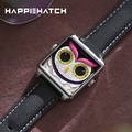 HappieWatch｜ 設計師品牌 立體貓頭鷹 方形銀框 皮帶/矽膠手錶套組 小怪獸腕錶 36mm(HN002FFYDV04ZH)_7