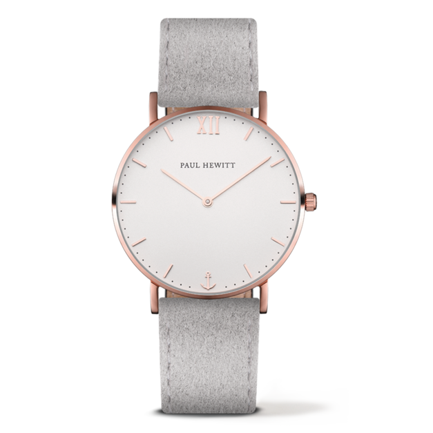 Paul Hewitt | Sailor Line  白面玫瑰金咖啡色皮革腕錶 (PH-SA-R-SM-W-37S)