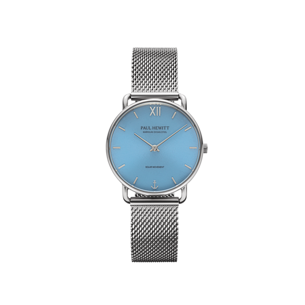 Paul Hewitt |Sailor 銀色 藍面 米蘭帶 光動能腕錶(PH-W-0518)