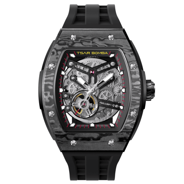 機械公爵 | 元素系列 自動上鍊 黑色款 碳纖維錶殼 矽膠錶帶 機械錶 (TB8228CF-01)