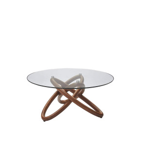 Claudia 北美胡桃木玻璃茶几桌-91cm