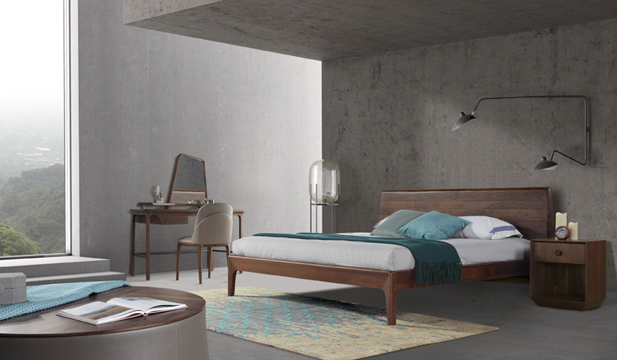 北美胡桃木家具搭配深色系室內設計