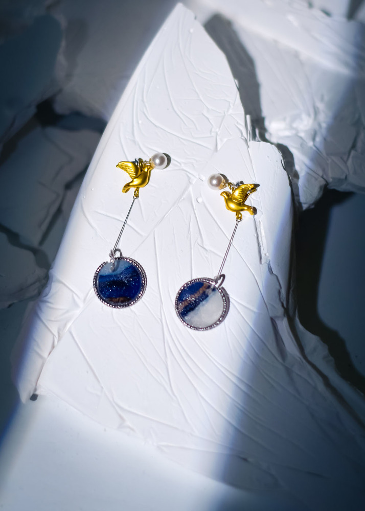 幸福青鳥耳環(金)