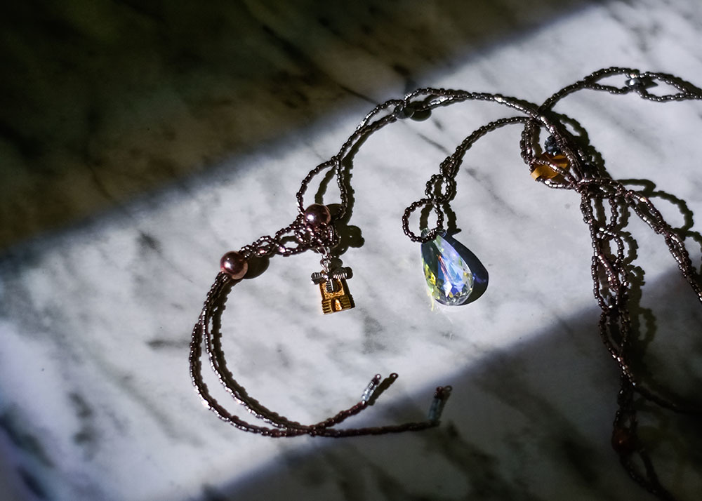 復古琉璃為金項鍊