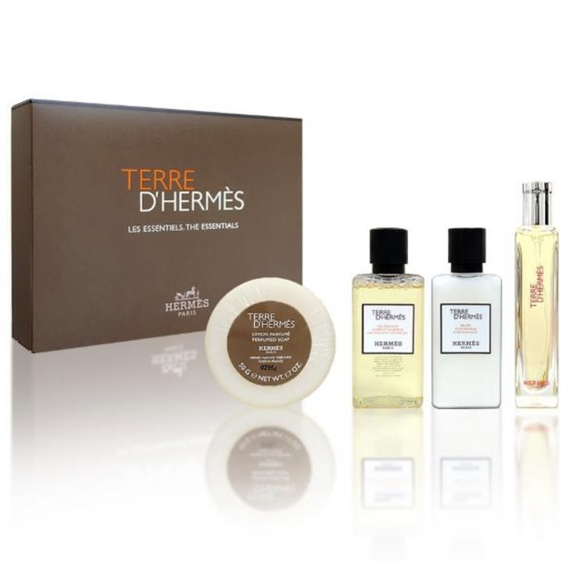 EdaChic 愛馬仕HERMES大地香水沐浴香皂禮盒組15ML香水+40ML沐浴+40ML鬍後乳+皂