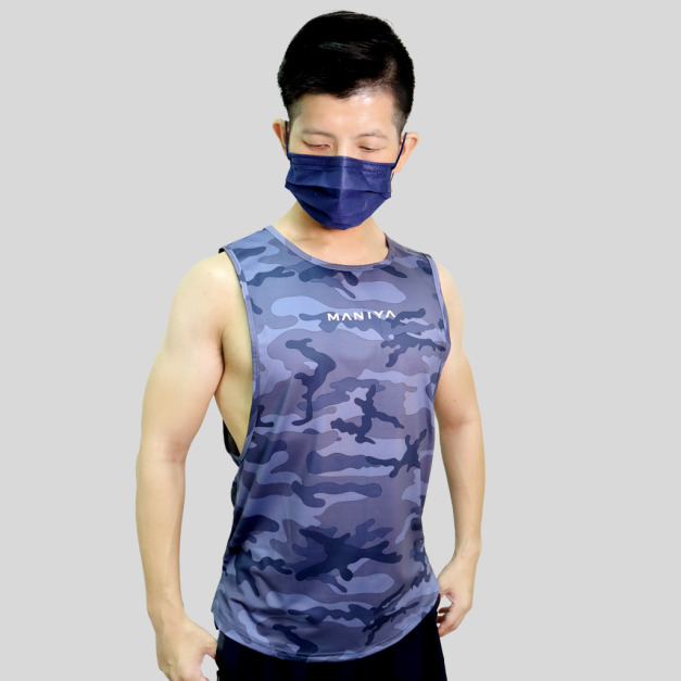 【Go ahead系列】迷彩健身背心 深海藍 (預購)