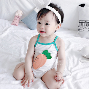 (出清不退換)紅蘿蔔無袖吊帶包屁衣