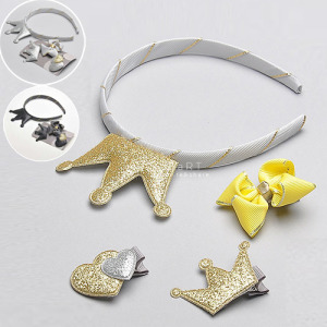 金蔥皇冠蝴蝶結髮飾 四件組